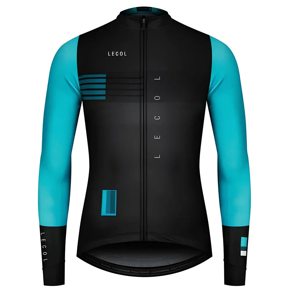 Autumn full sleeve cycling jersey for men with moisture-wicking fabric and ergonomic cycling cut