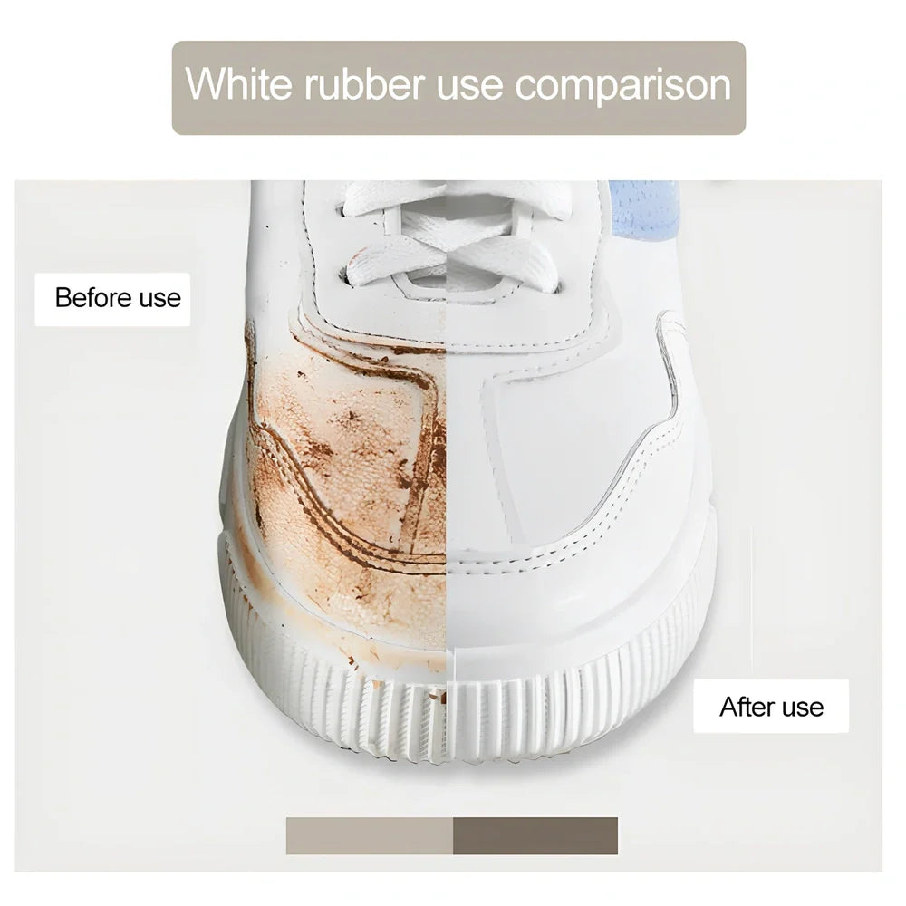 Shoes cleaning eraser measuring 7x2.5x1.5cm for physical decontamination of leather footwear