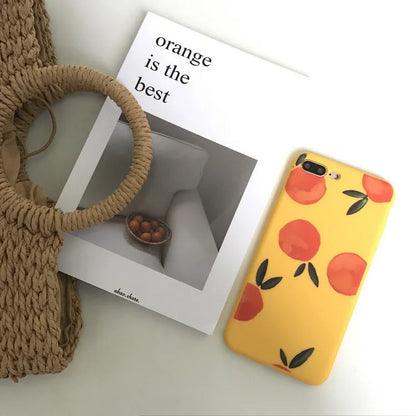 Orange TPU matte iPhone case with silicone soft shell protection shown from front and side angles