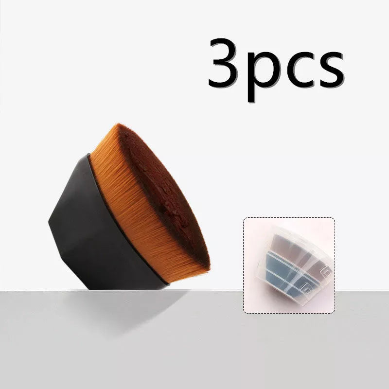 Professional foundation brush kit for BB cream and loose powder application in black, white, and pink