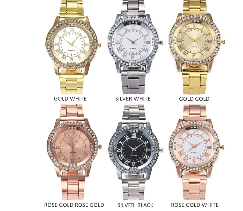 Vansvar women's quartz dress watch with 40mm round dial, alloy strap and rose gold or gold colour option