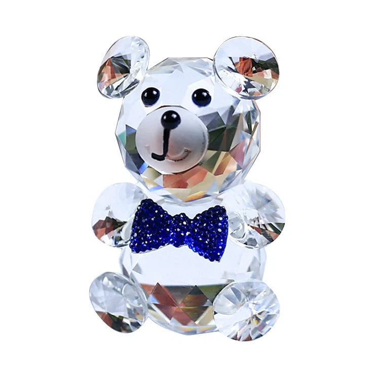 Handcrafted white crystal bear figurine with detailed carving and K9 purity