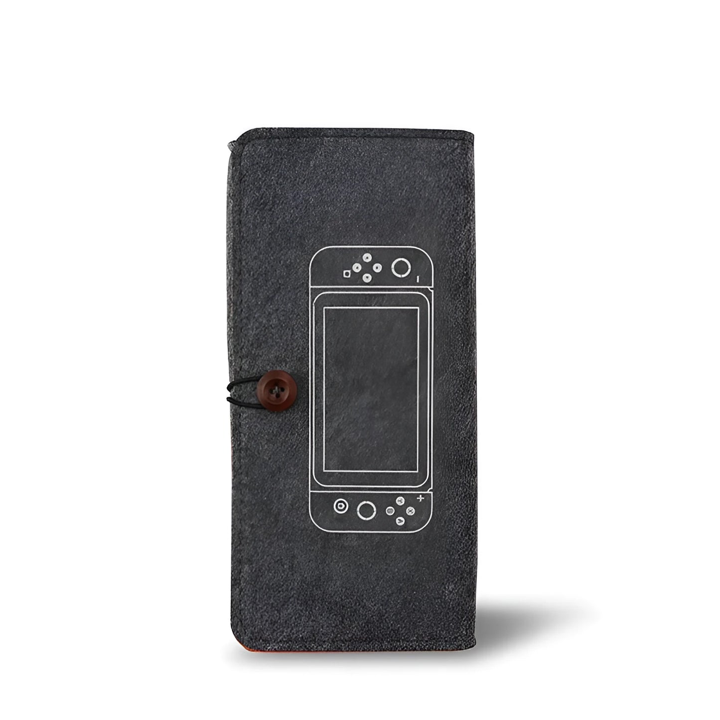 Black felt carrying pouch for Nintendo Switch with game card slots and double layer storage