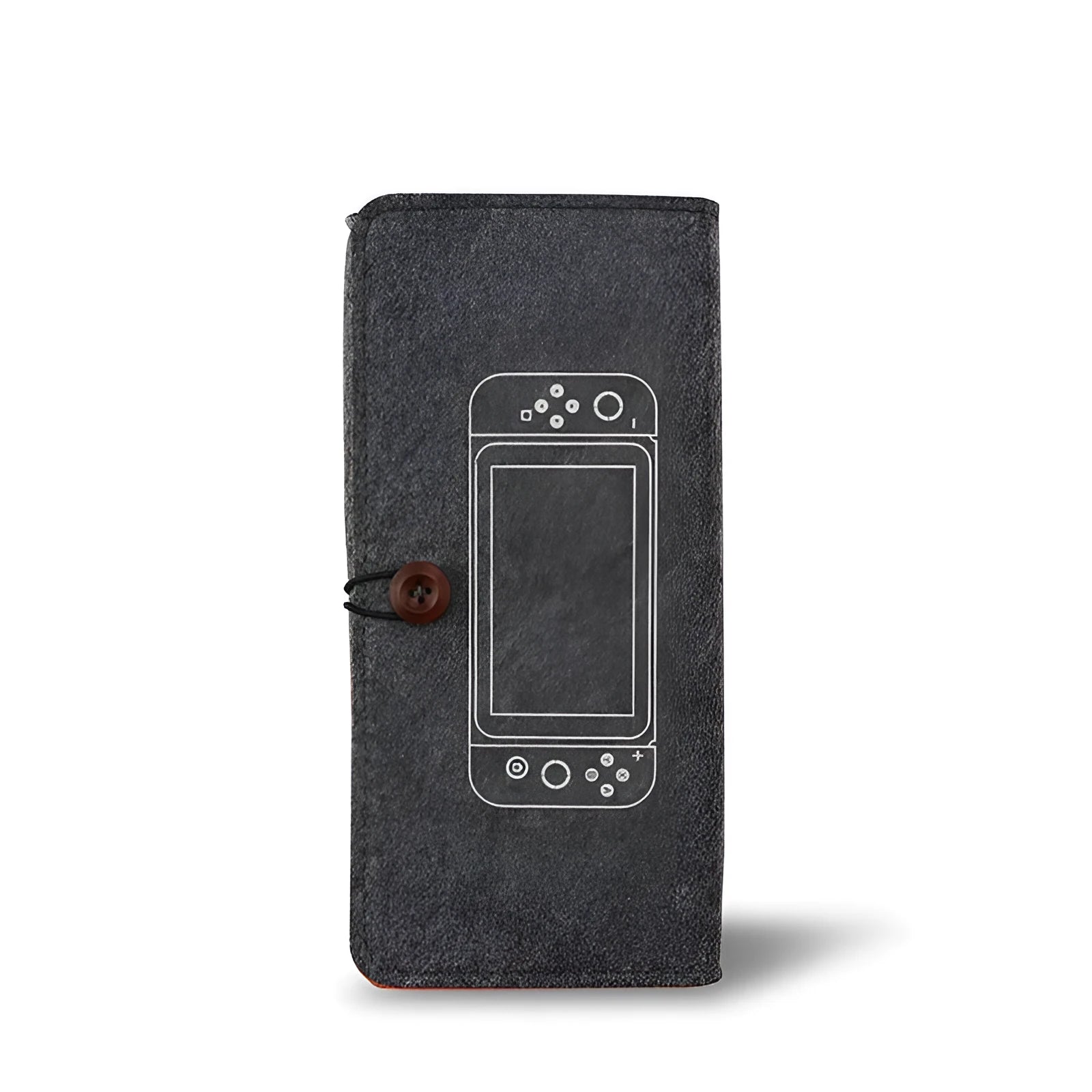 Black felt carrying pouch for Nintendo Switch with game card slots and double layer storage