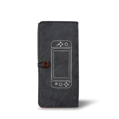 Black felt carrying pouch for Nintendo Switch with game card slots and double layer storage