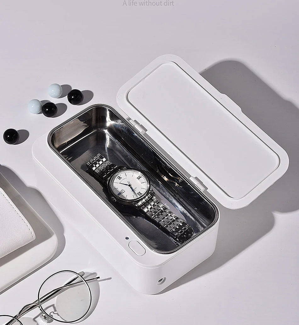 EraClean Ultrasonic Cleaning Machine in Snow Mountain White, Peach Powder, and Lime Green