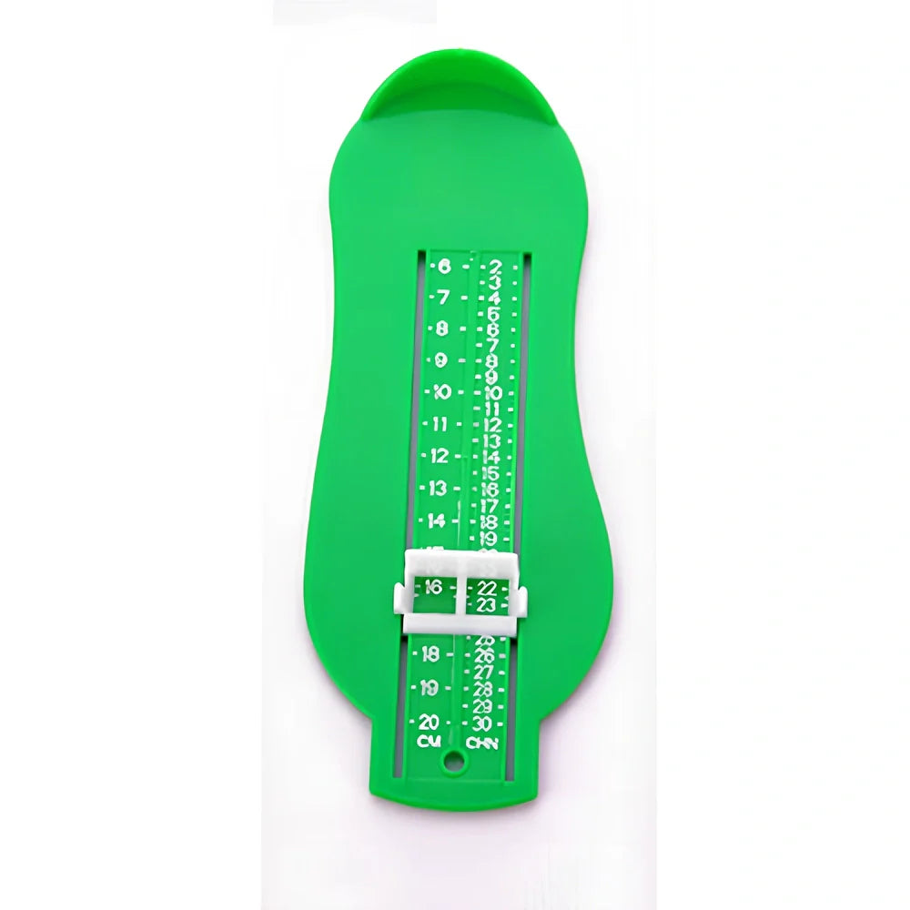 Blue children's foot measuring ruler with 0-20cm scale on ABS plastic 22.7x9x2.5cm