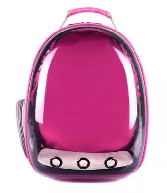 Portable pet backpack carrier with 360-degree transparent bubble design for small pets