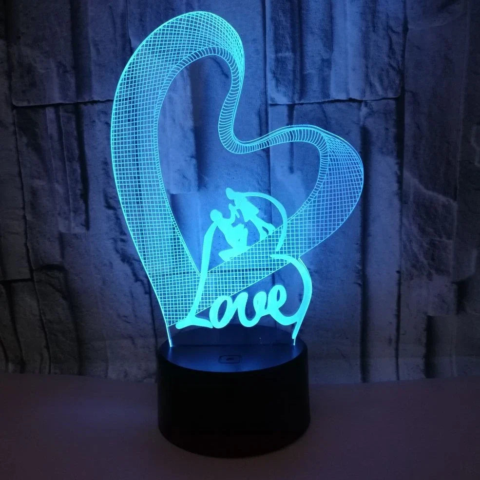 3D LED colourful night light with black base, acrylic shade, and touch/remote controls