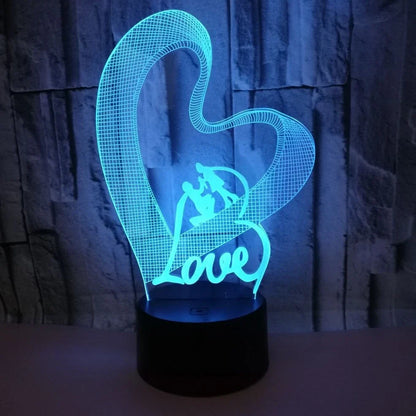 3D LED colourful night light with black base, acrylic shade, and touch/remote controls