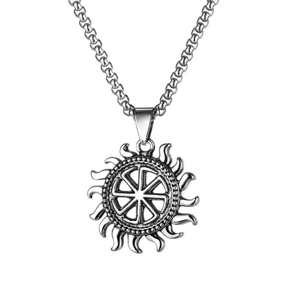 Men's silver stainless steel necklace with a detailed alloy skull pendant on a chain.