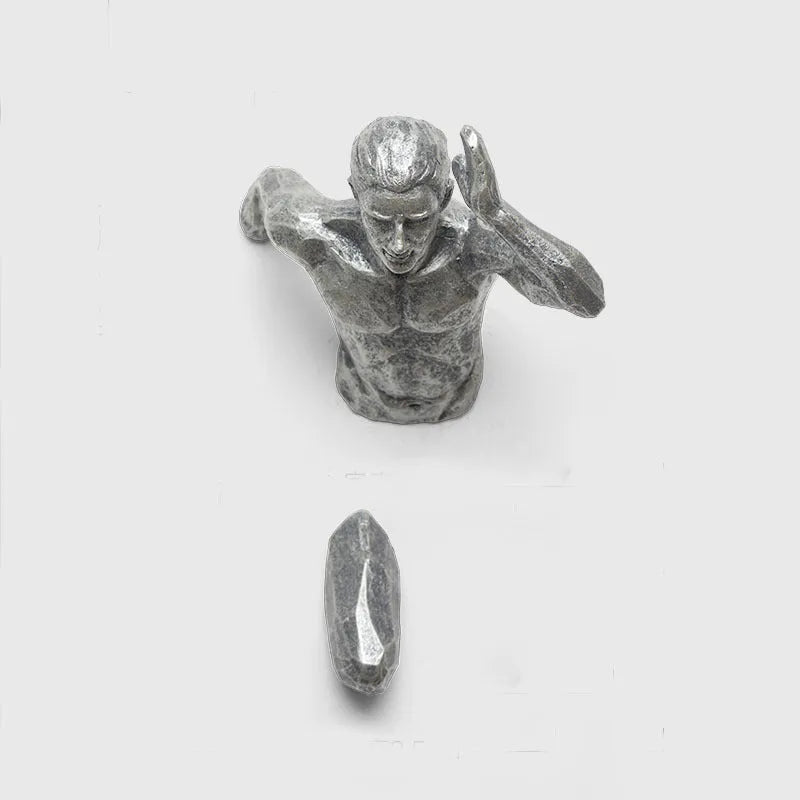 Modern resin character wall decoration in metallic finish