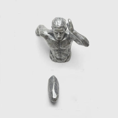 Modern resin character wall decoration in metallic finish