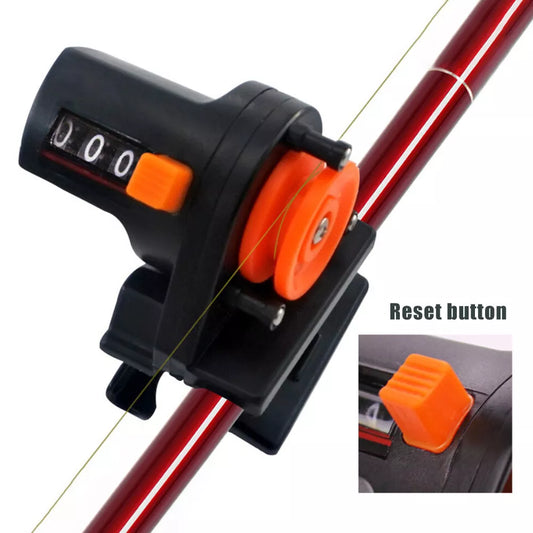 Black portable fishing line counter with depth finder up to 999 meters