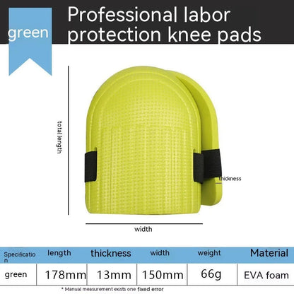 A pair of EVA foam kneepads in black, blue, green, and pink options for construction and auto repair work.
