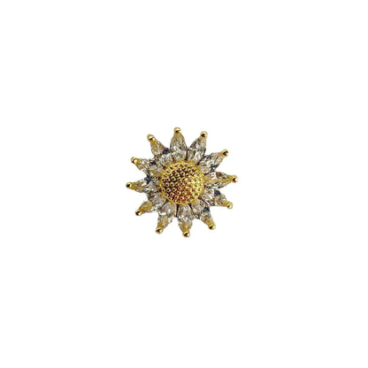 Copper electroplated geometric brooch for women, shown in one of six colour variants.