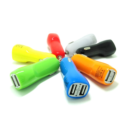 Duckbill dual USB car charger with blue LED indicator light
