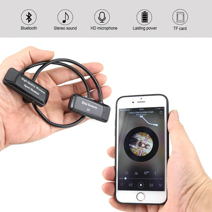 F5 wireless Bluetooth headset with card, ear-hook design, Bluetooth 4.0, 10 metre range, in black gold red or white