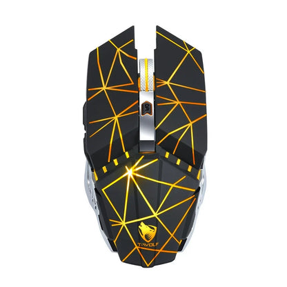 Wireless gaming mouse with RGB lighting in black colour showing six programmable buttons and scroll wheel