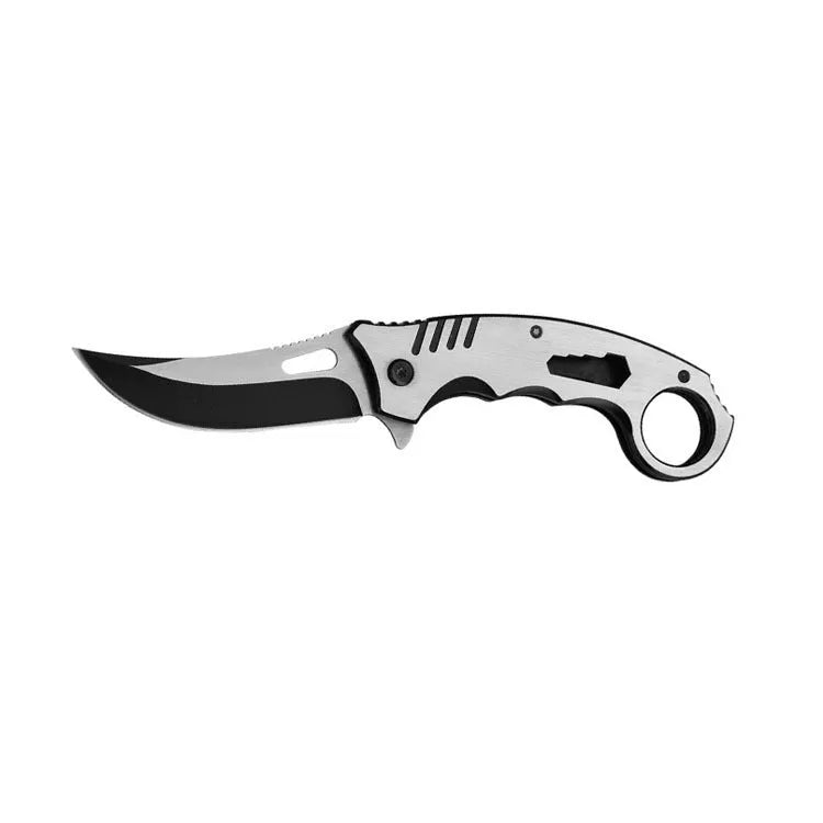 Folding knife with nut driver and back clamp for outdoor survival