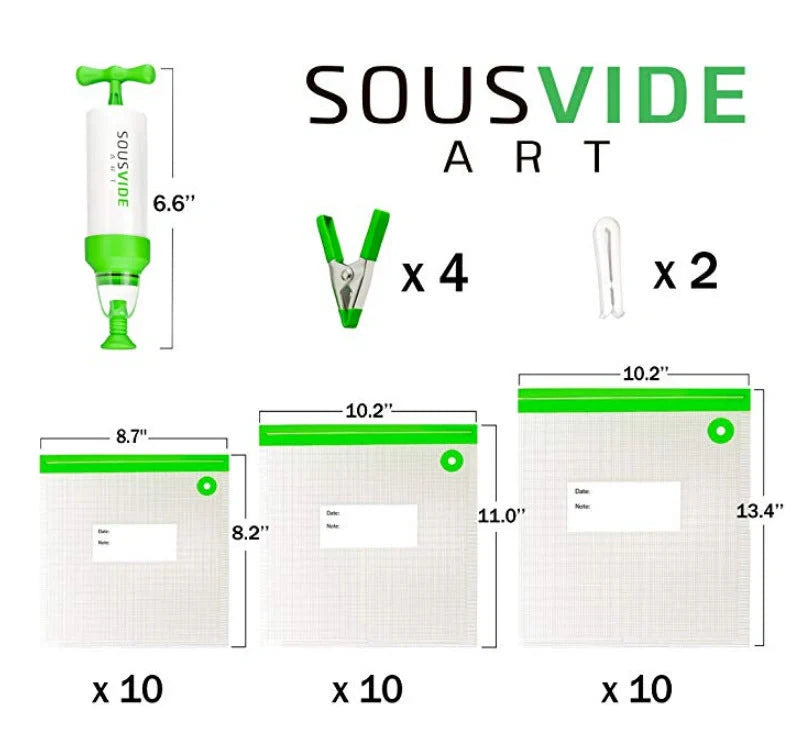 Premium vacuum seal food storage bags with hand pump for keeping food fresh longer