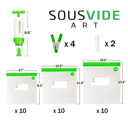 Premium vacuum seal food storage bags with hand pump for keeping food fresh longer