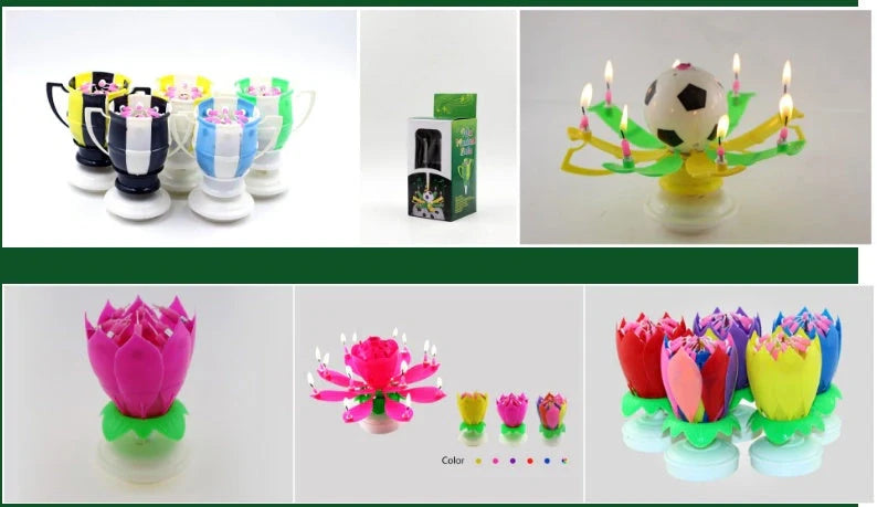 Musical Lotus Candles in various colors with a unique lotus design and music feature