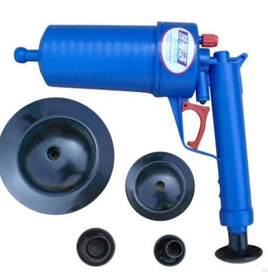 Air Power Drain Blaster Gun High-Pressure with four suction cup adaptors for clearing pipe blockages