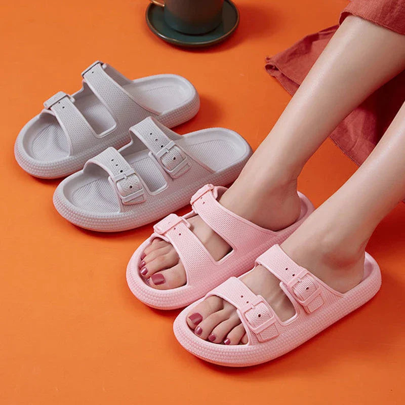 Stylish buckle slip-on platform sandals in various colors for women's summer fashion