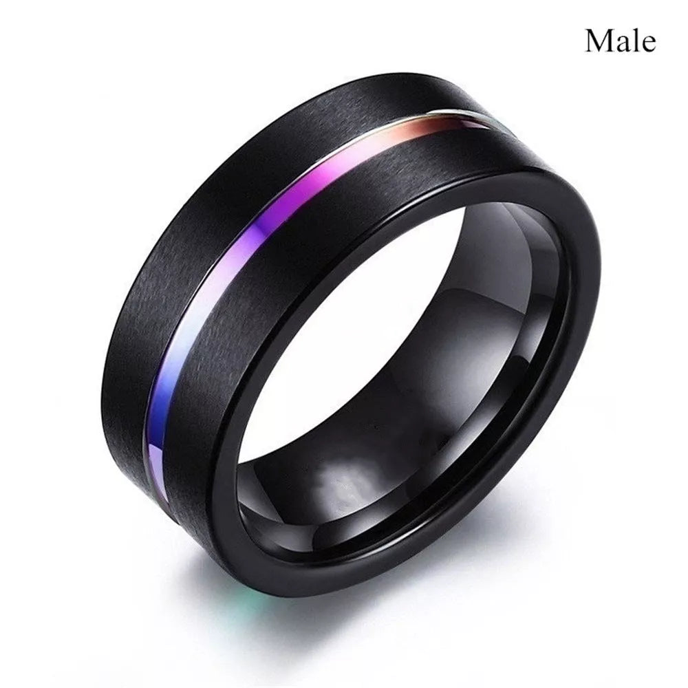 Lovers Purple Ring with geometric design and electroplating finish