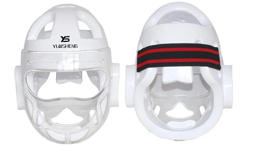 Karate helmet protective headgear in blue, red or white colours for boxing training