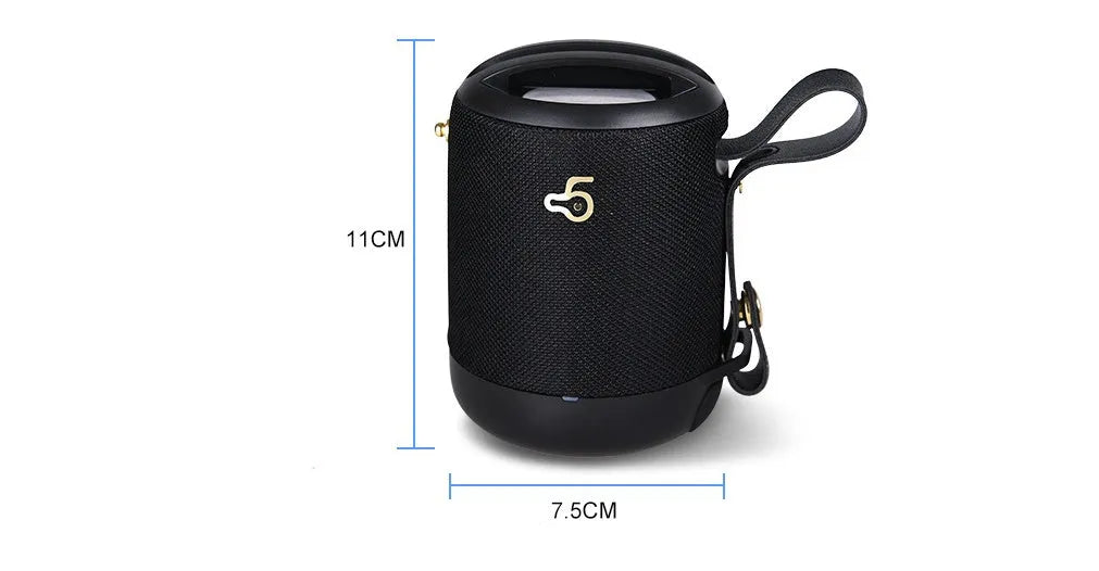 Wireless portable mini waterproof card subwoofer in black, blue, camouflage, grey, or red with compact design