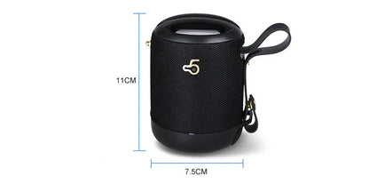 Wireless portable mini waterproof card subwoofer in black, blue, camouflage, grey, or red with compact design