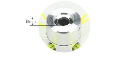 Aluminium silver lawn mower grass trimmer head accessory with four light yellow square ropes