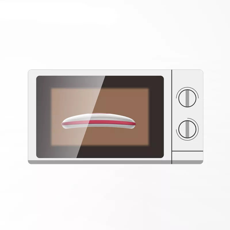 Microwaveable hand warmer hot water bottle with corduroy cover in blue and pink