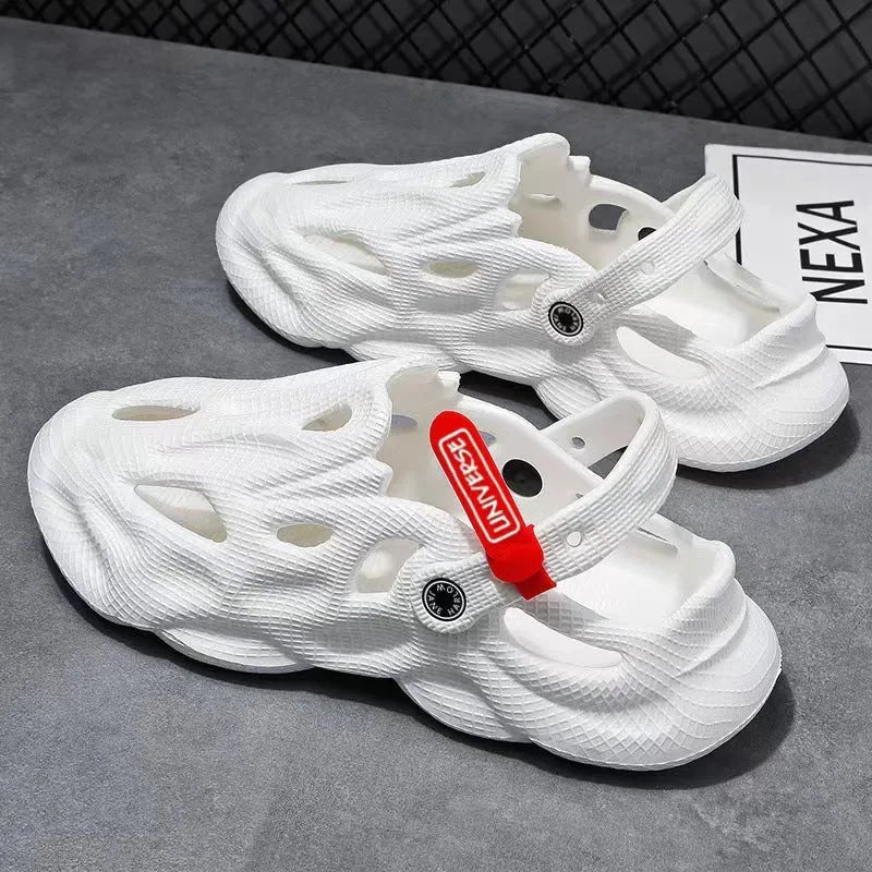 Coconut slippers with closed toe design in EVA material available in grey, black, white, and khaki colours