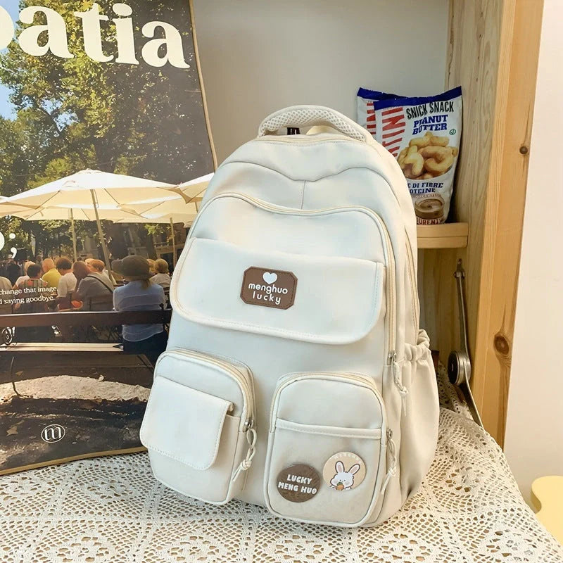Stylish preppy backpack for women with large capacity and multiple pockets
