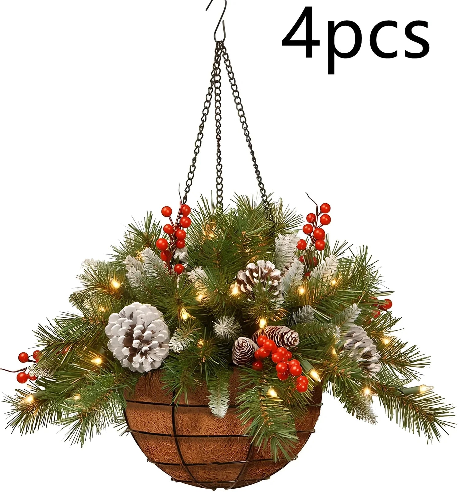 Christmas door hanging decoration measuring 50cm with plastic construction and luminous ornament options