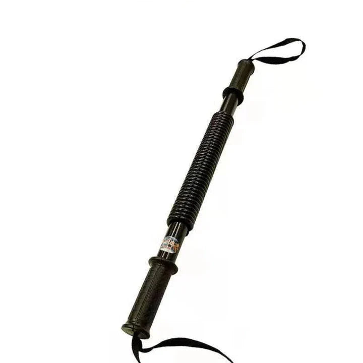 Adjustable spring resistance arm trainer for building chest and arm strength at home or on the go