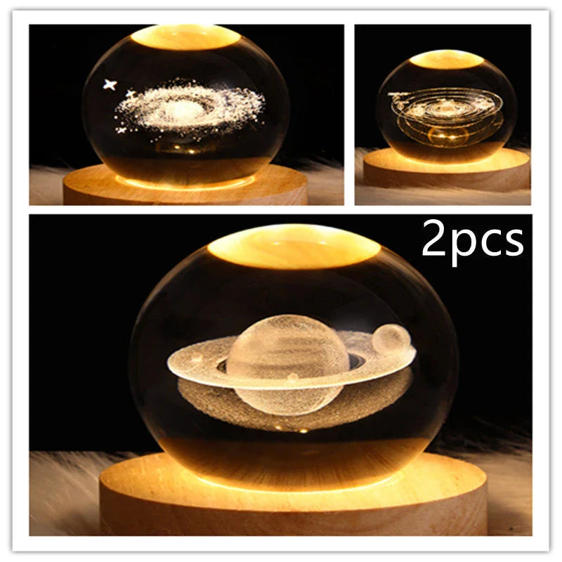 A mesmerizing galaxy-inspired crystal ball lamp with a warm, soothing LED glow.