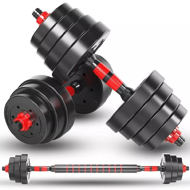 Adjustable dumbbell set with foam connecting rod for home fitness