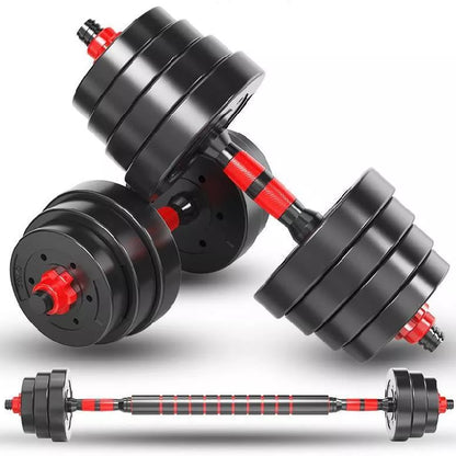 Adjustable dumbbell set with foam connecting rod for home fitness