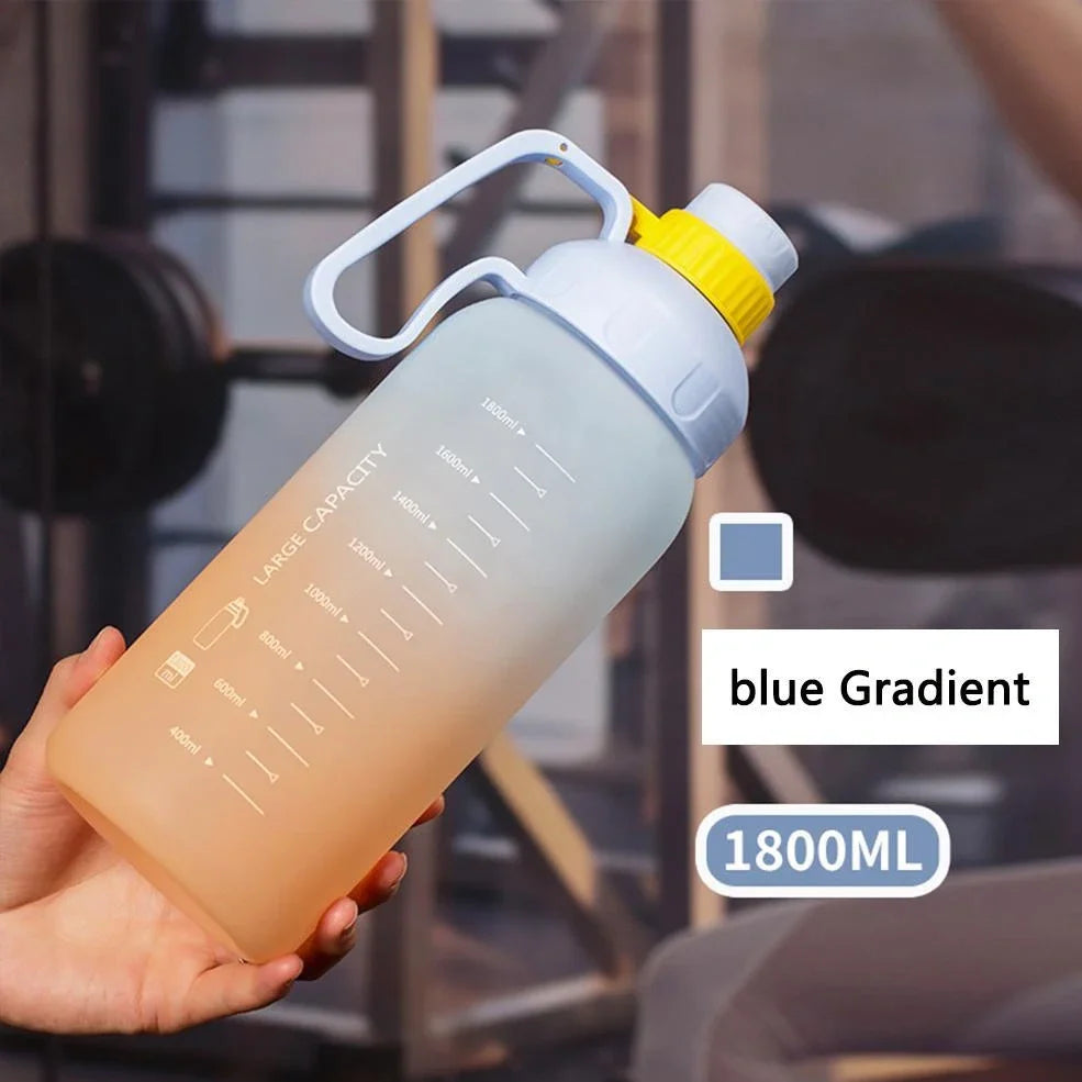 Gradient colour sports water bottle with 1.1L-2L capacity options