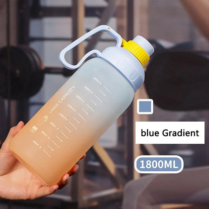 Gradient colour sports water bottle with 1.1L-2L capacity options