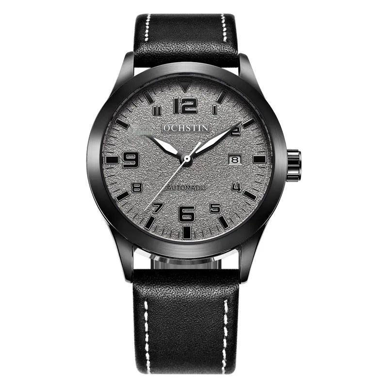 Casual business retro leather automatic mechanical watch with 12mm thickness on wrist, showing colour options