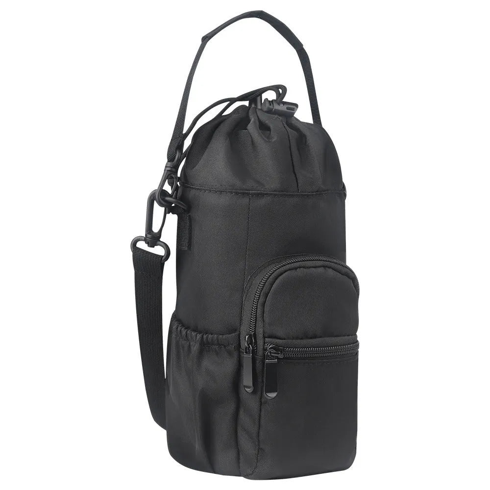 Crossbody water bottle shoulder bag in cloth material with adjustable strap