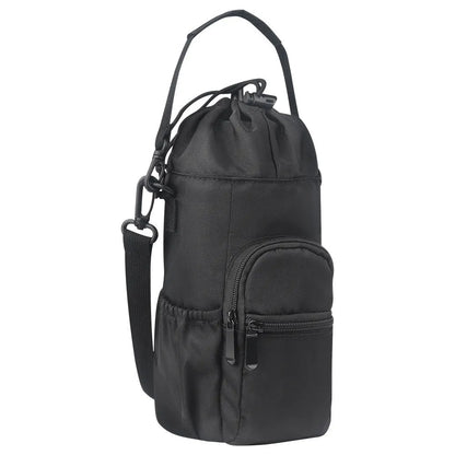 Crossbody water bottle shoulder bag in cloth material with adjustable strap