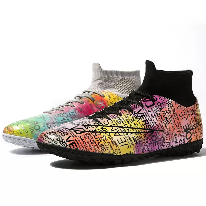 High-top soccer shoes for boys and girls with non-slip rubber outsole