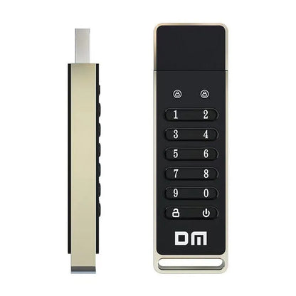 64GB metal USB 3.0 flash drive with fingerprint scanner and encryption button