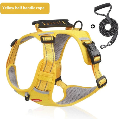 Reflective pet chest strap in multiple colours with adjustable sizing for dog walking safety
